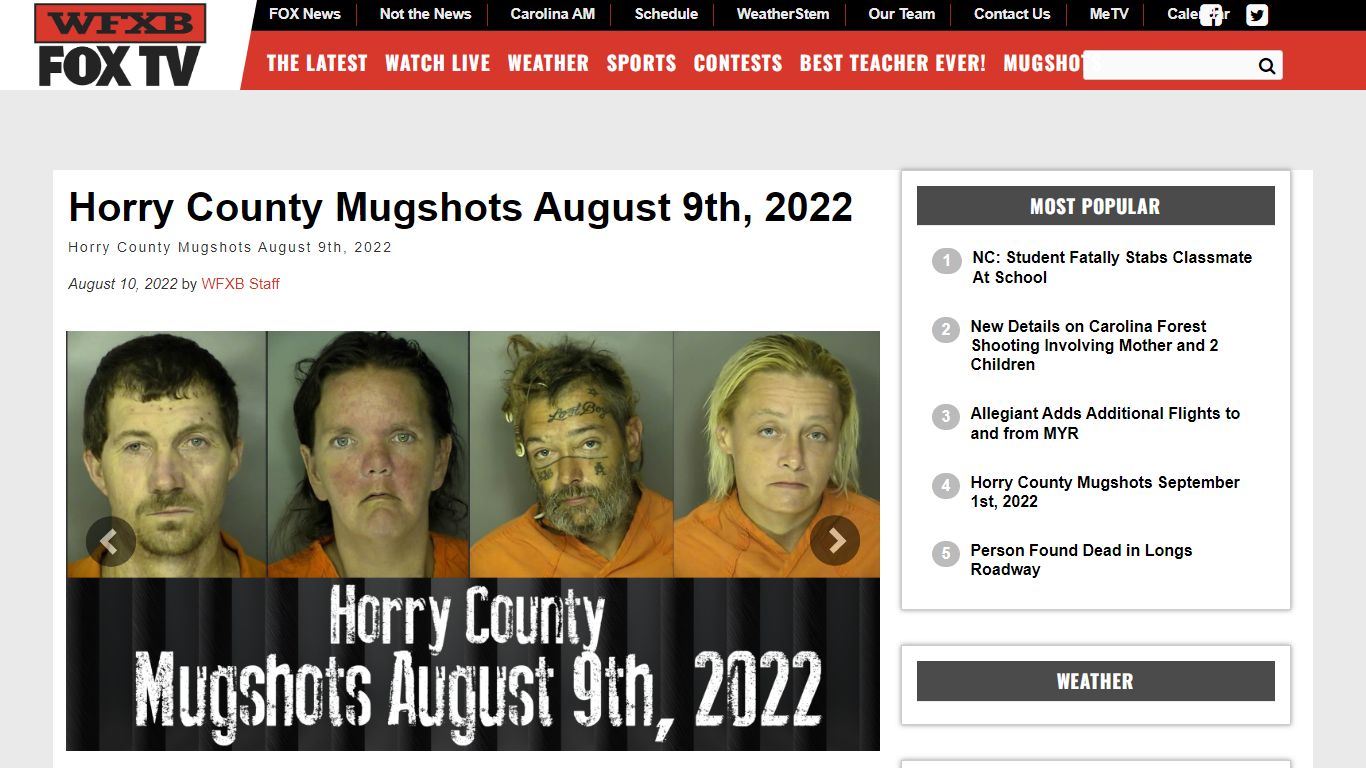 Horry County Mugshots August 9th, 2022 - WFXB